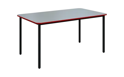 JSBR 150N Jídelní stůl 1500 x 900 mm, deska šedá s hranou červená flamengo / podnož černá